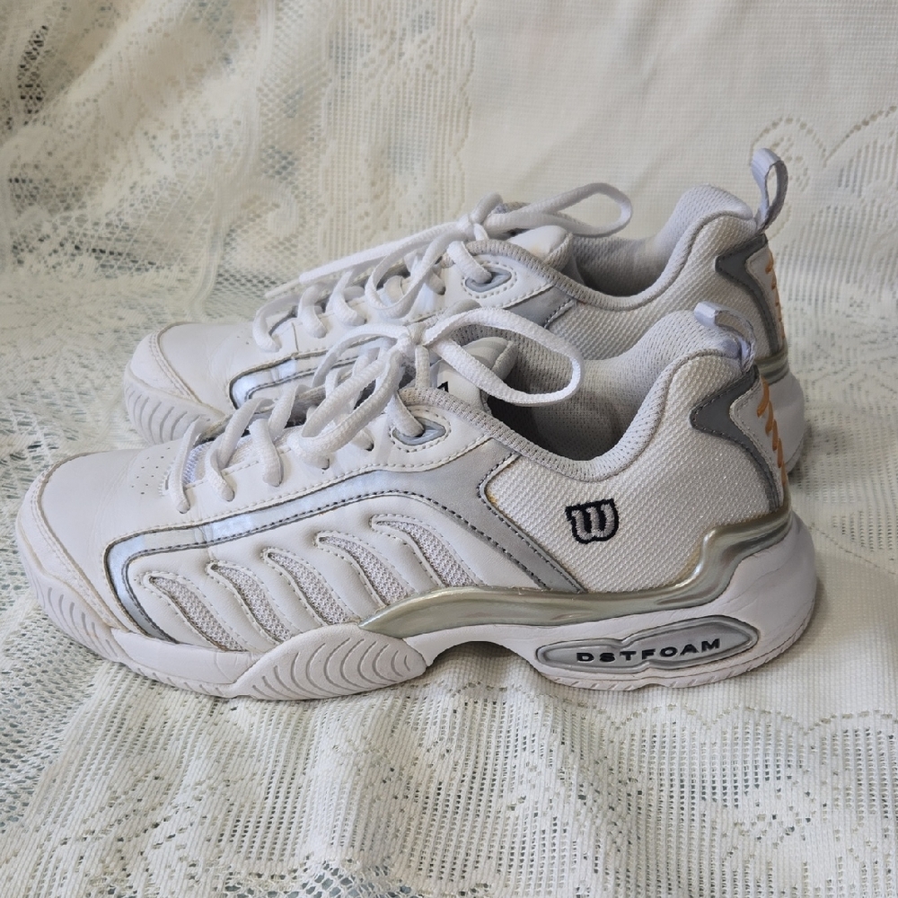 Wilson White and Silver Athletic Shoes with Chunky Design Size 8